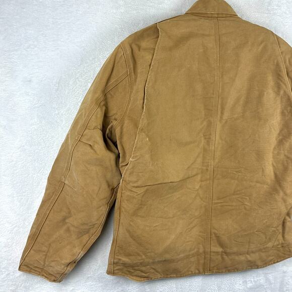VTG Carhartt Duck Ridge Sherpa Lined Barn Coat Jacket Men L Brown Faded J205 BRN - Picture 6 of 13